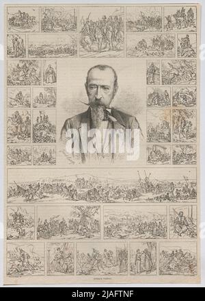 Horace Vernet. ". Portrait of Horace Vernet, French military painter and lithograph; also several images of his graphics (from" L` Illustration "). L. Chapon, Xylographer, after: Horace Vernet (1789-1863), Artist, after: -Louis Janet (also Janet-Lange) (1811-1872), artist Stockfoto